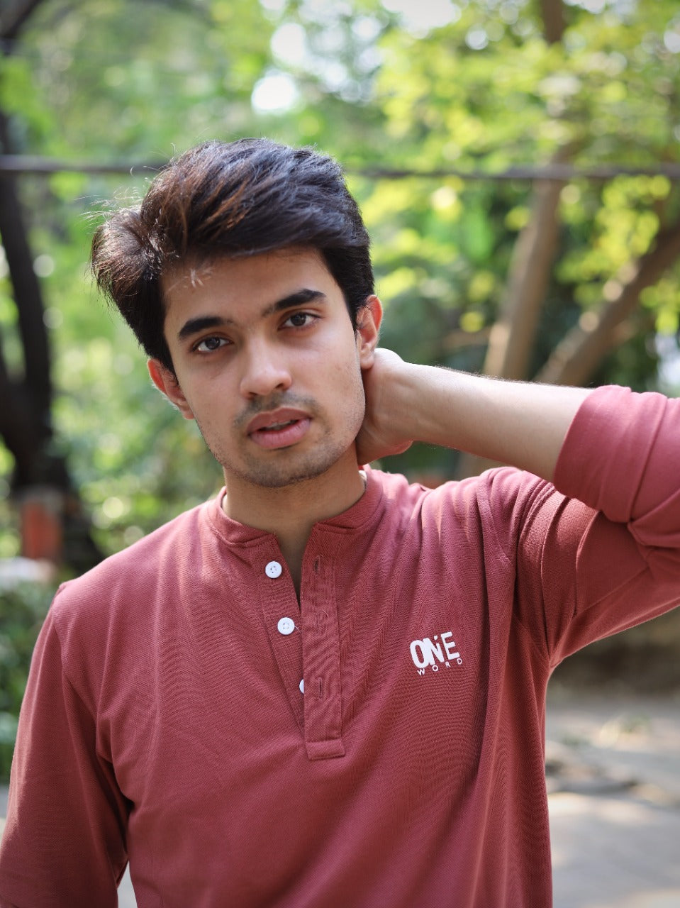 [keyword]-One Word StoreBrick Red Henley Neck